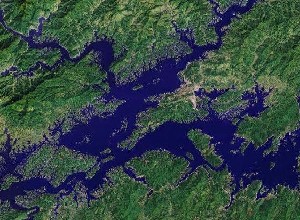 Fuchun River, Xinan River, Thousand-island Lake - Google Satellite Photo