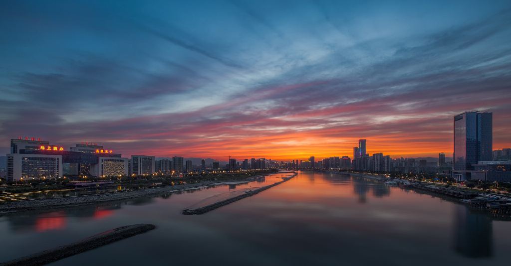 福州闽江两岸城市天际线