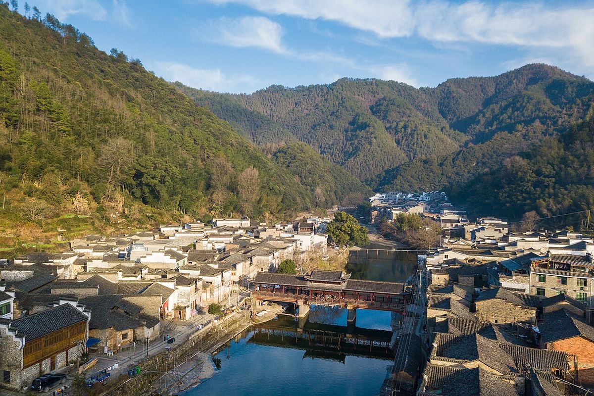 瑶里古镇全景,江西景德镇浮梁县